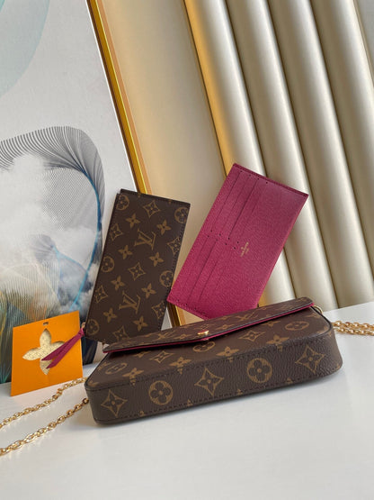 F¨¦LICIE POCHETTE 21 IN BROWN MONOGRAM CANVAS GOLD HARDWARE