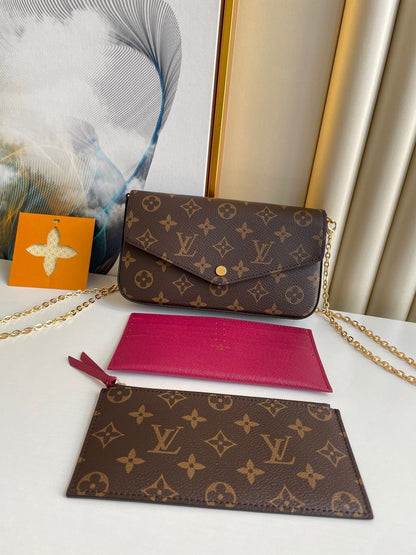 F¨¦LICIE POCHETTE 21 IN BROWN MONOGRAM CANVAS GOLD HARDWARE