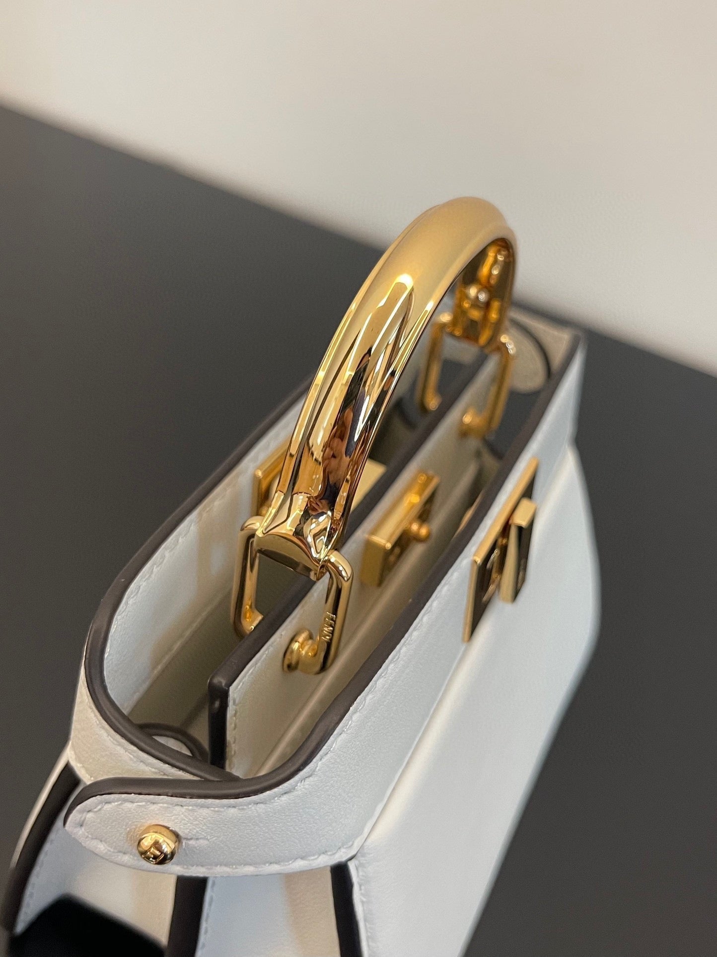 FENDI PEEKABOO ISEEU MICRO 12 BAG IN WHITE CALFSKIN WITH GOLD HARDWARE