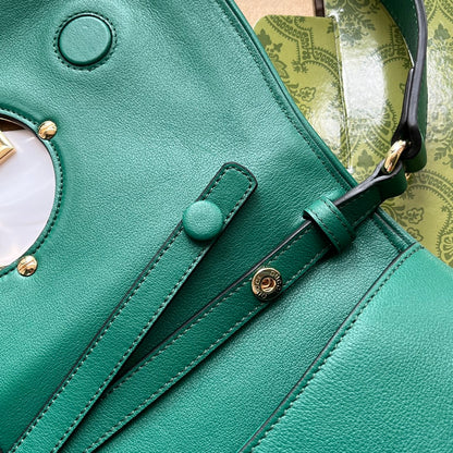BLONDIE SHOULDER BAG 28 IN CASTLETON GREEN LAMBSKIN GOLD HARDWARE