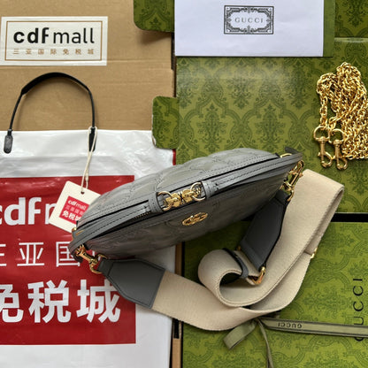 MATELASS¨¦ LEATHER SHOULDER BAG 23 IN GRAY EMBOSSED CALFSKIN GOLD HARDWARE