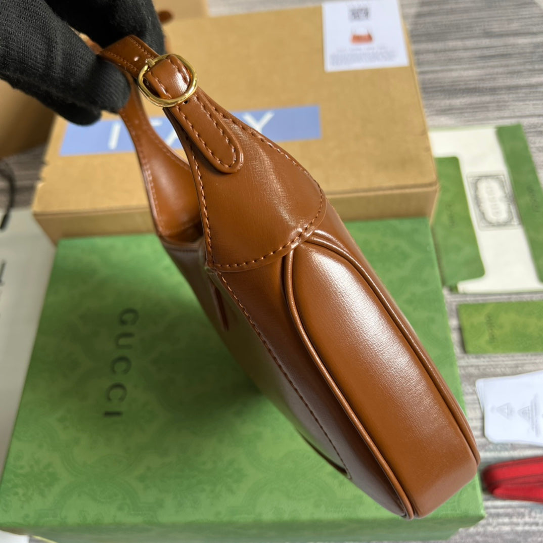 GG JACKIE MINI 19 SHOULDER BAG IN CINNAMON BROWN CALFSKIN