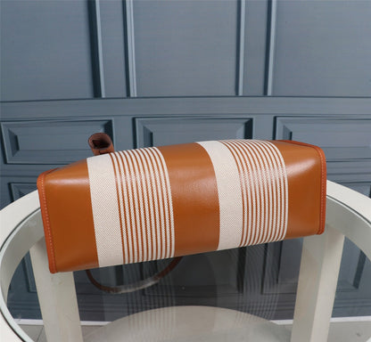 HM HERBAG ZIP 31 CINDER AND CREAM LINE MOTIF CANVAS