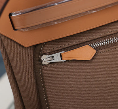 HM HERBAG ZIP 31 CIDER AND BROWN CALFSKIN