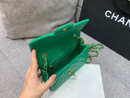 flap bag mini 20cm dark green caviar gold hardware
