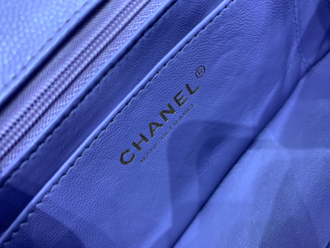 flap bag mini 20cm purple caviar gold hardware