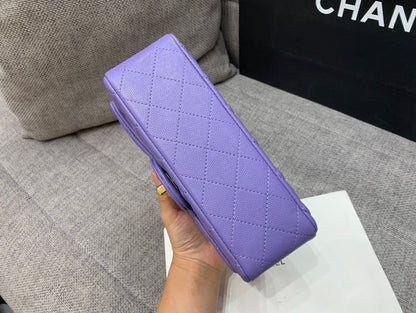 flap bag mini 20cm purple caviar gold hardware