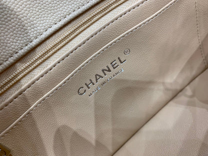 flap bag mini 20cm beige caviar silver hardware