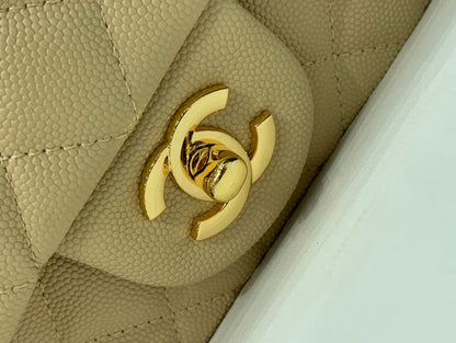 flap bag mini 20cm beige caviar gold hardware