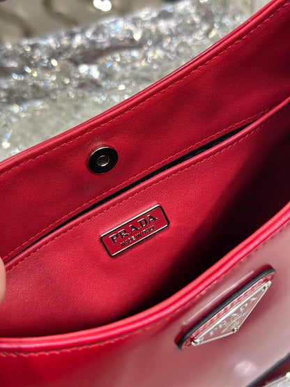 CLEO 27 DARK RED BRUSHED LEATHER SHOULDER BAG