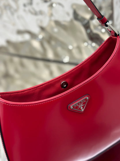 CLEO 27 DARK RED BRUSHED LEATHER SHOULDER BAG
