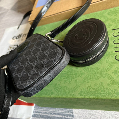 MINI BAG 17 IN BLACK CALFSKIN AND CANVAS