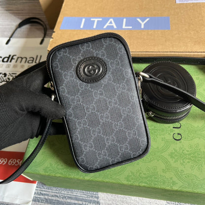 MINI BAG 17 IN BLACK CALFSKIN AND CANVAS