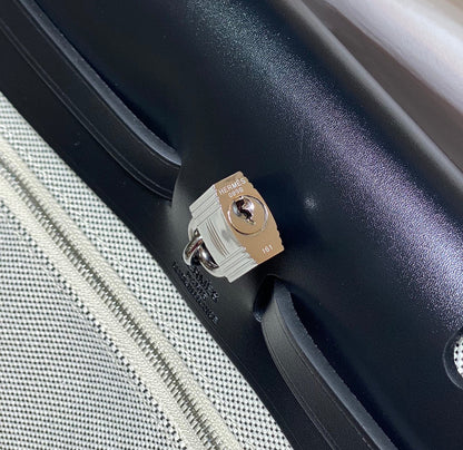 HM Pegase Pop Herbag Zip 31 White Black Canvas Black Cowhide Leather