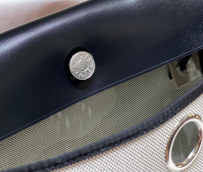 HM Pegase Pop Herbag Zip 31 White Black Canvas Black Cowhide Leather