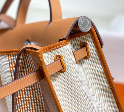 Herbag 31 Toile White Gold Canvas Gold Cowhide Leather