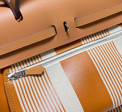 Herbag 31 Toile White Gold Canvas Gold Cowhide Leather