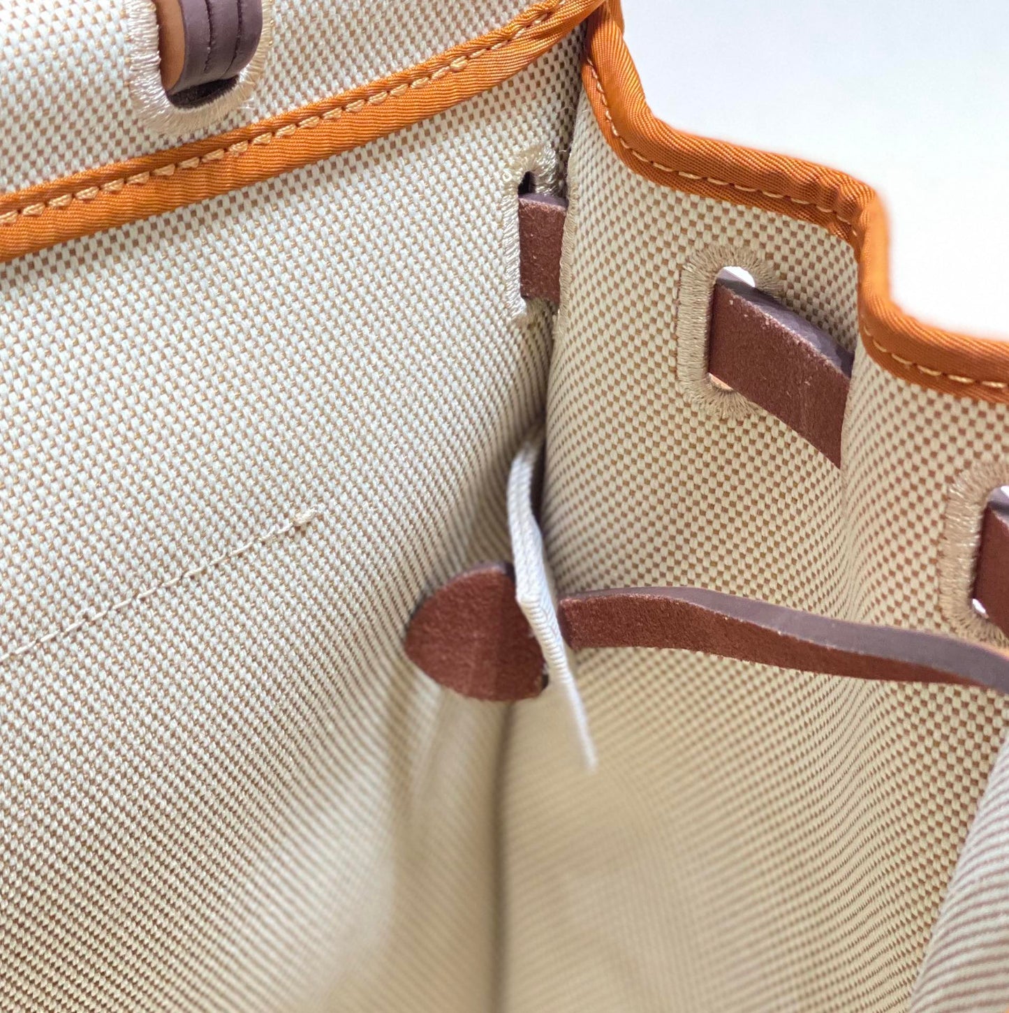 Herbag 31 Toile White Canvas Gold Cowhide Leather