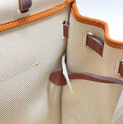 Herbag 31 Toile White Canvas Gold Cowhide Leather