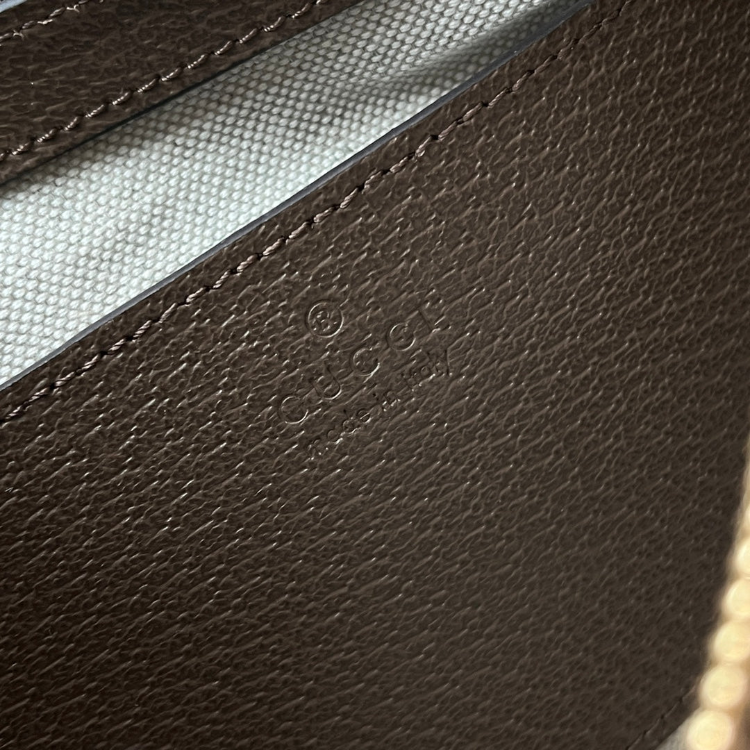 GG Ophidia Small Shoulder Bag 21cm Beige Dark Brown Canvas