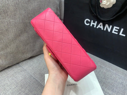 flap bag mini 20cm ruby red lambskin gold hardware