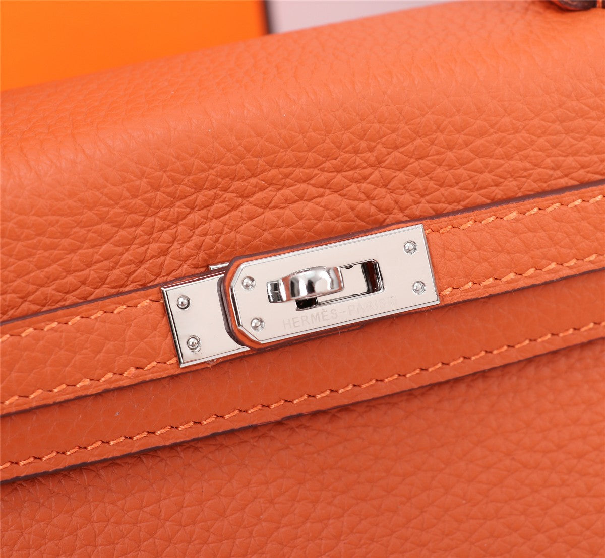 HM KELLY BAG 28 ORANGE TOGO SILVER HARDWARE