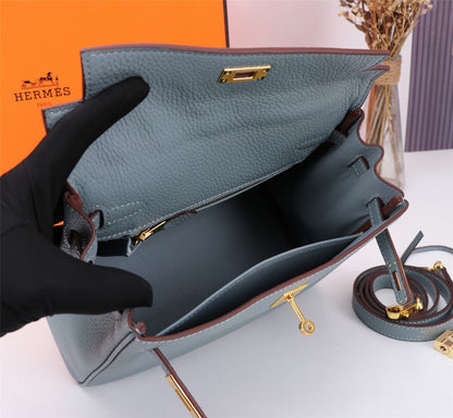 HM KELLY BAG 28 TEMPERED GRAY TOGO GOLD HARDWARE