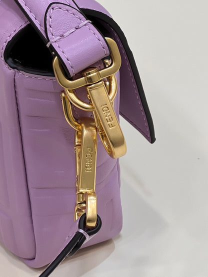 BAGUETTE WITH FF MOTIF 27 IN MAUVE PURPLE SOFT LAMBSKIN GOLD HARDWARE