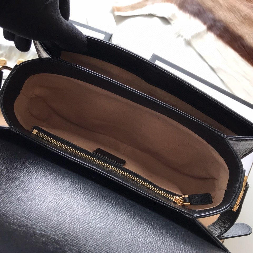 GG HORSEBIT 1955 MINI BAG 25 IN BLACK CALFSKIN