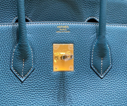 HM BIRKIN 35CM BAG CERULEAN TOGO GOLD HARDWARE