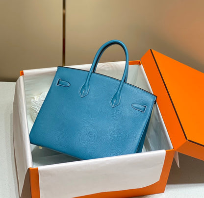 HM BIRKIN 35CM BAG CERULEAN TOGO GOLD HARDWARE