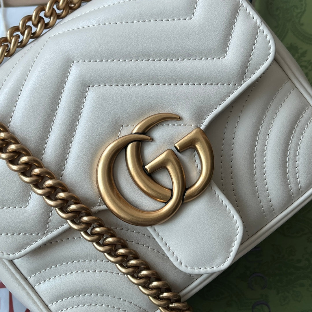 gg marmont mini 18cm white calfskin gold hardware