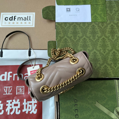 gg marmont mini 18cm dark nude calfskin gold hardware
