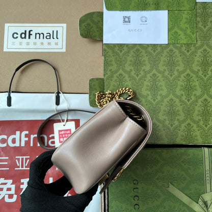 gg marmont mini 18cm dark nude calfskin gold hardware