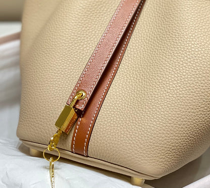 picotin lock 18 beige brown togo ghw