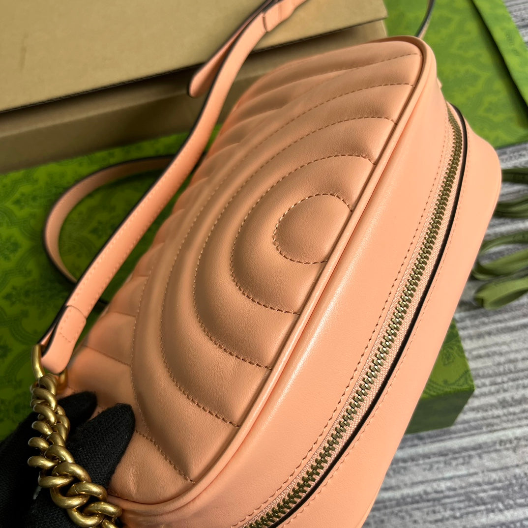 GG MARMONT SMALL 24 MATELASS¨¦ IN PEACH PINK CALFSKIN