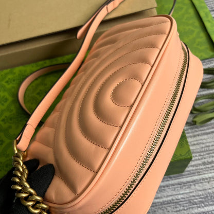 GG MARMONT SMALL 24 MATELASS¨¦ IN PEACH PINK CALFSKIN