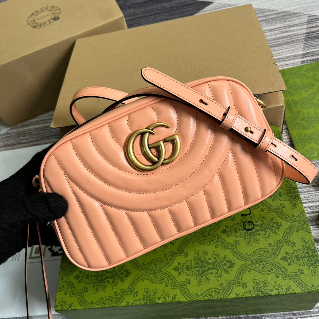 GG MARMONT SMALL 24 MATELASS¨¦ IN PEACH PINK CALFSKIN
