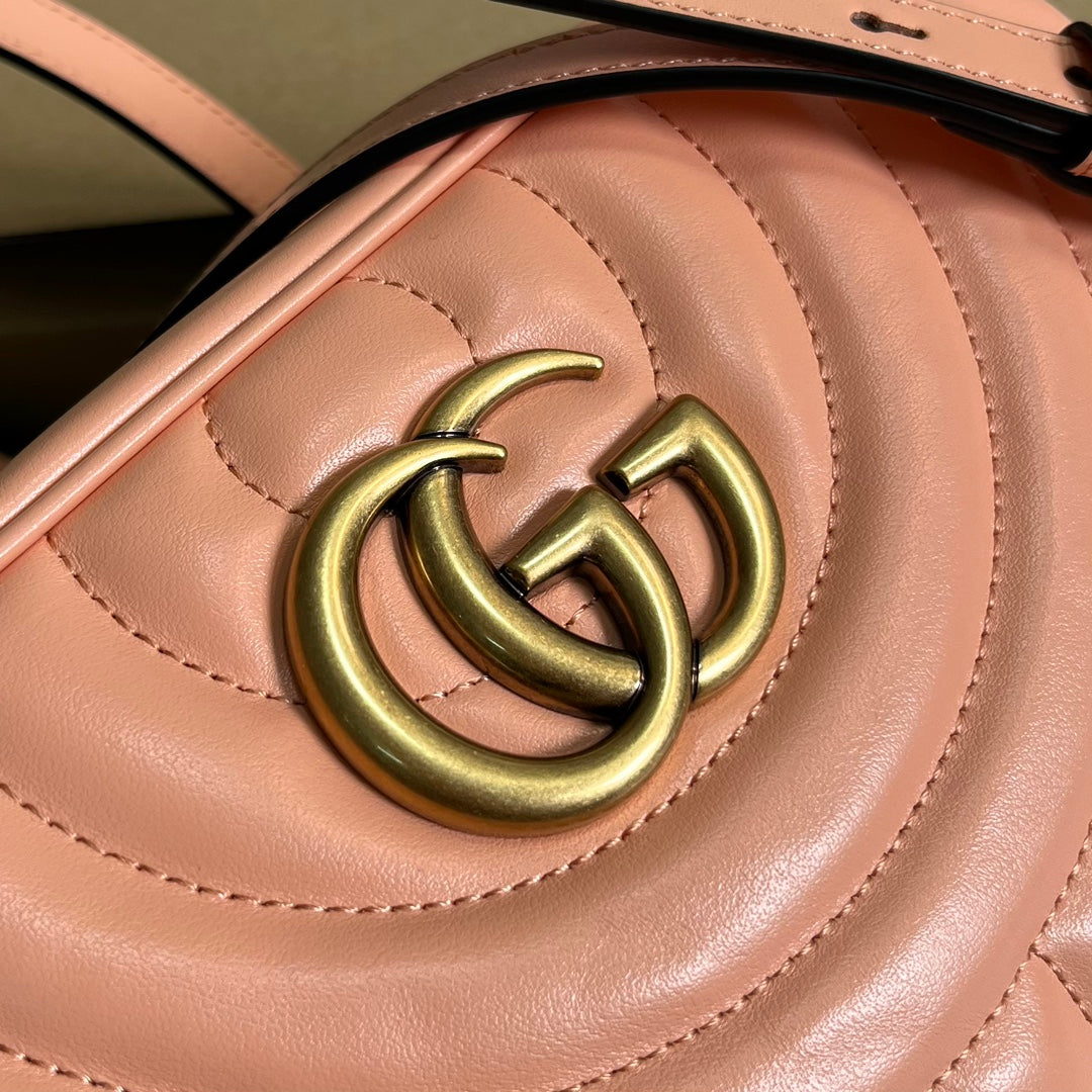 GG MARMONT SMALL 24 MATELASS¨¦ IN PEACH PINK CALFSKIN