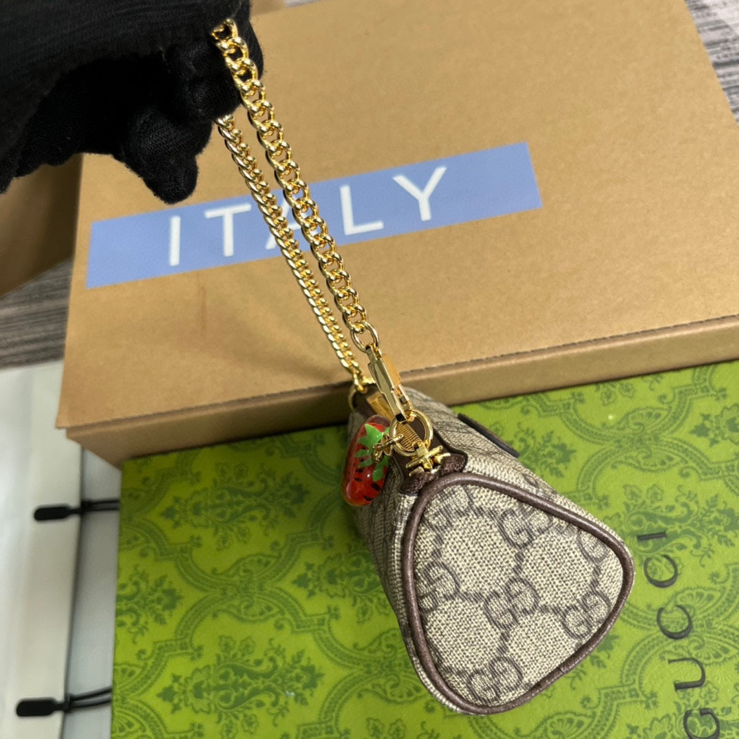 GG MINI 12 BUCKET BAG IN BEIGE CANVAS