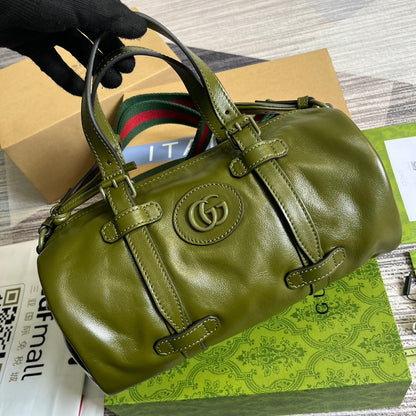GG SMALL 28 DUFFLE BAG IN GREEN MOSS SOLF CALFSKIN