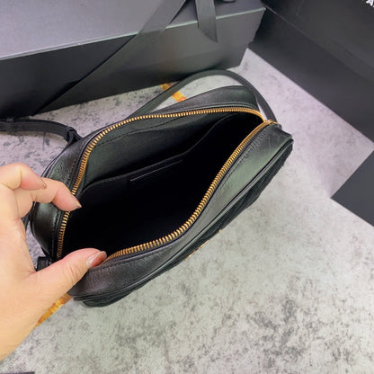 LOU CAMERA BAG 23 IN BLACK SUEDE AND CALFSKIN TRIM