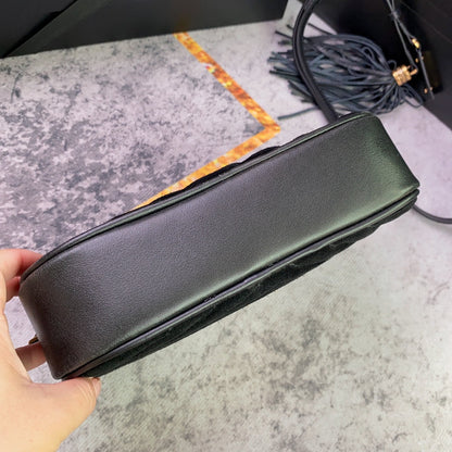 LOU CAMERA BAG 23 IN BLACK SUEDE AND CALFSKIN TRIM