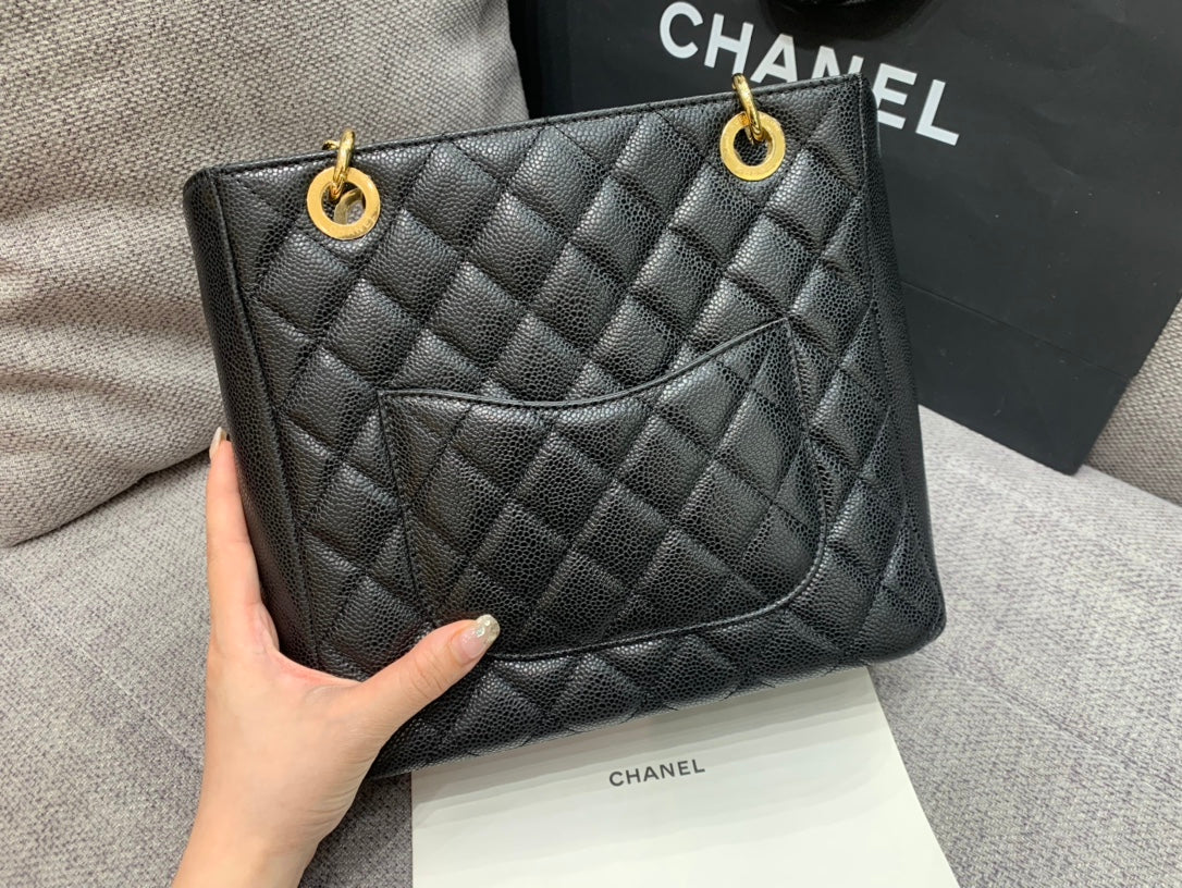 CLASSIC GRAND SHOPPING TOTE BAG 24CM BLACK CAVIAR GOLD HARDWARE