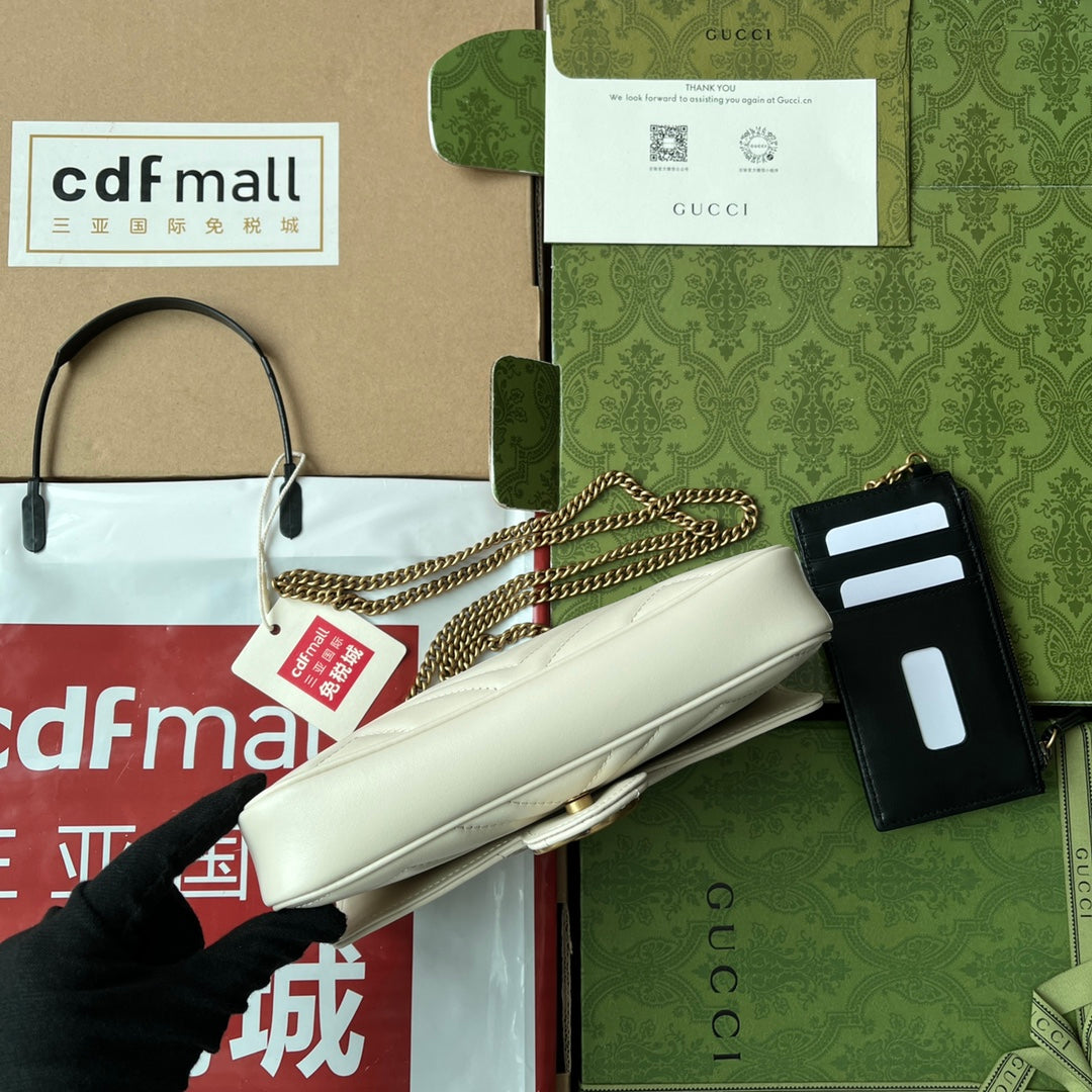 gg marmont 21cm white calfskin gold hardware