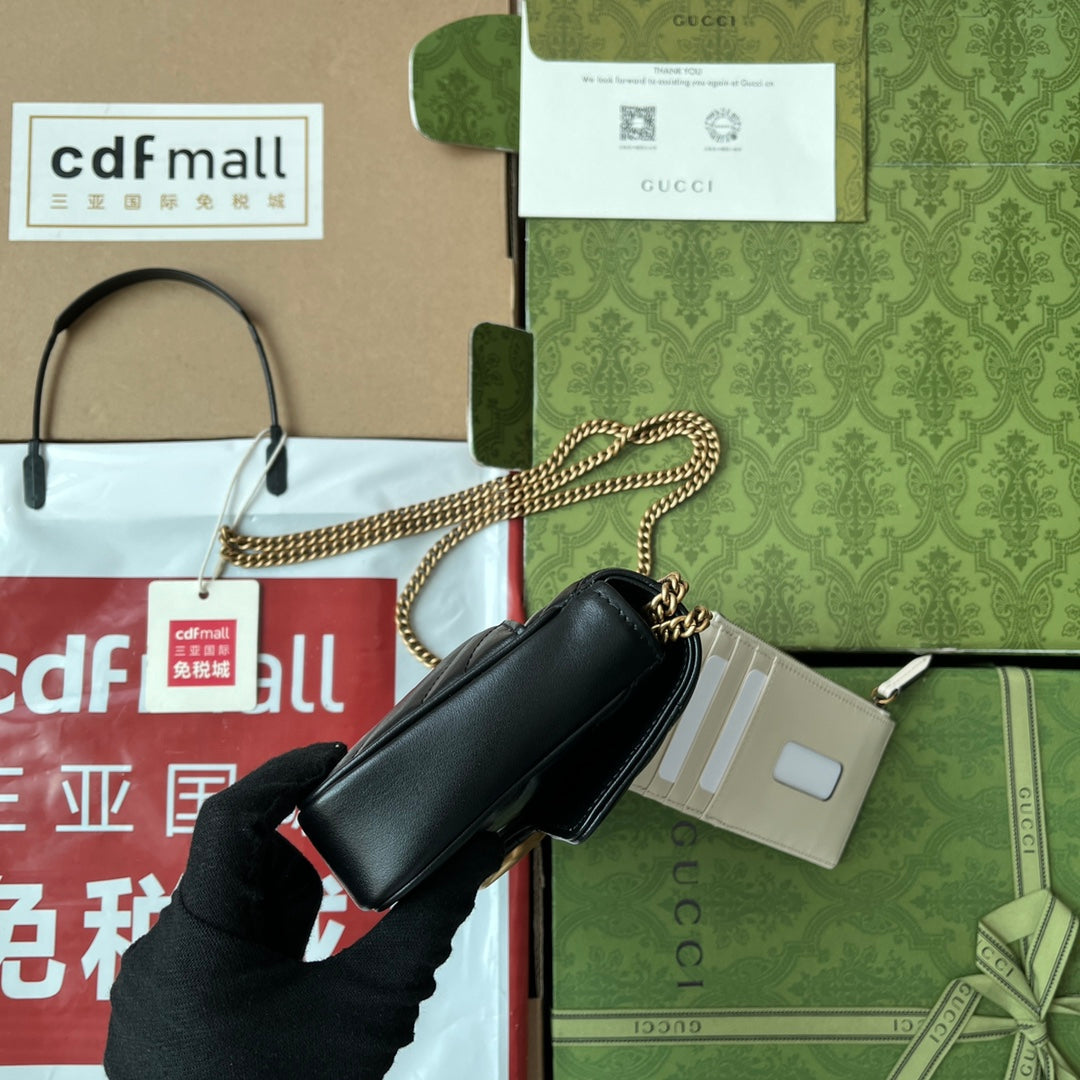 gg marmont 21cm black calfskin gold hardware