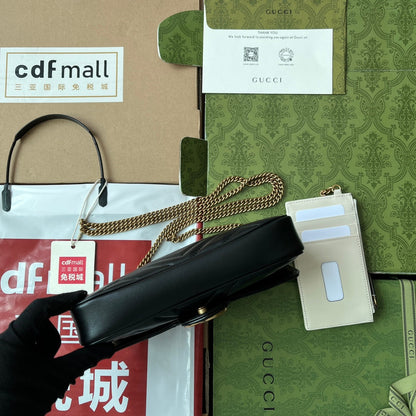 gg marmont 21cm black calfskin gold hardware