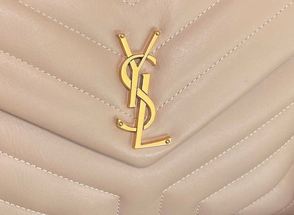 LOULOU PUFFER SMALL 25CM DARK BEIGE QUILTED LAMBSKIN