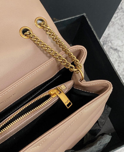 LOULOU PUFFER SMALL 25CM DARK BEIGE QUILTED LAMBSKIN