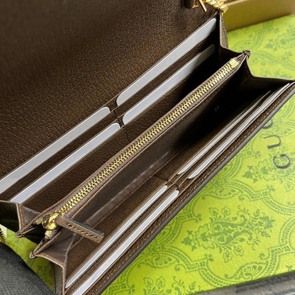 BLONDIE SHOULDER BAG 21 IN BEIGE MONOGRAM CANVAS AND DARK BROWN CALFSKIN TRIM GOLD HARDWARE